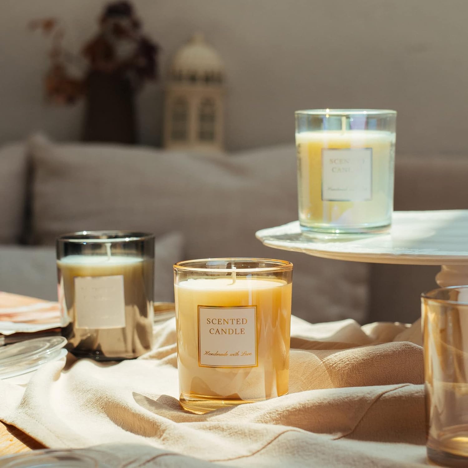 CandMak Glass Candle Jars 15 Pack with Clear Lids