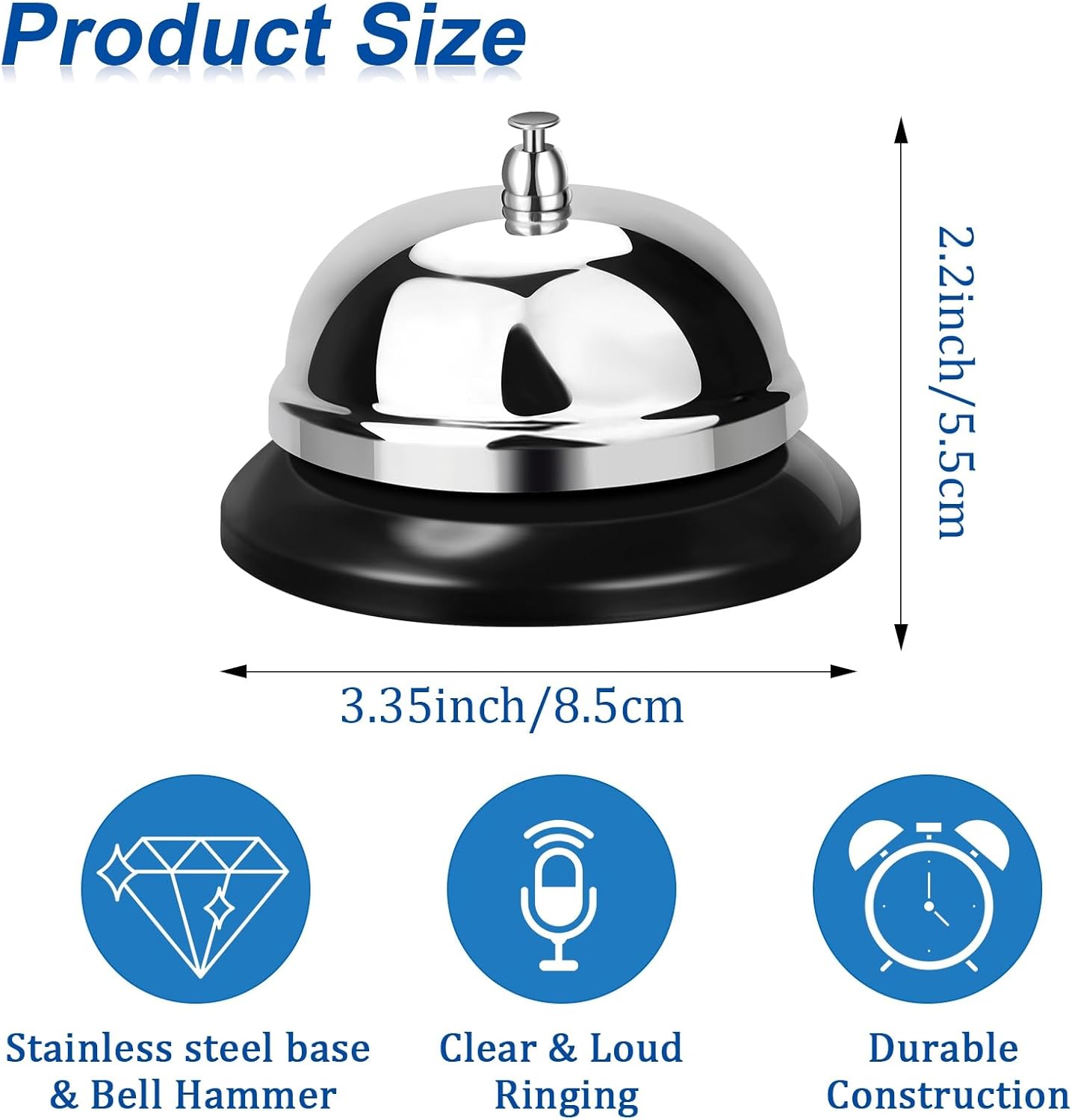 Yexiya 6 Pack 335 Inch Call Bell with Metal Construction