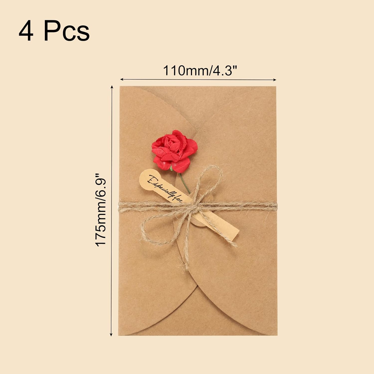 PATIKIL Dried Flowers Greeting Cards 4 Pack
