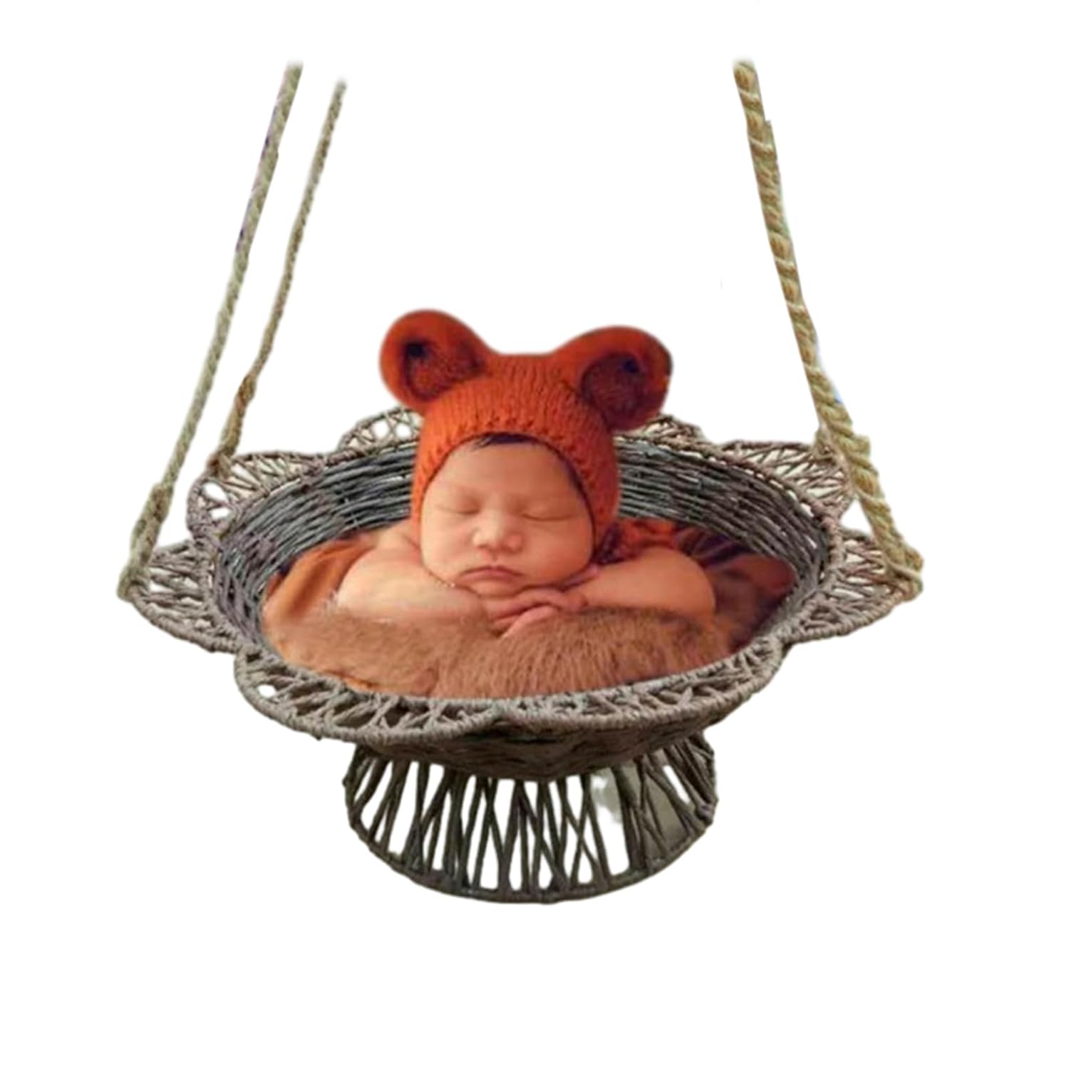 Retro Rattan Woven Hanging Basket for Newborn Photography