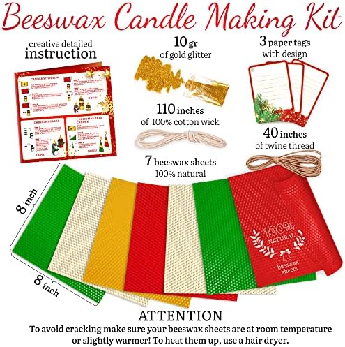 Christmas Candle Rolling Kit - DIY Beeswax Candle Making for All Ages