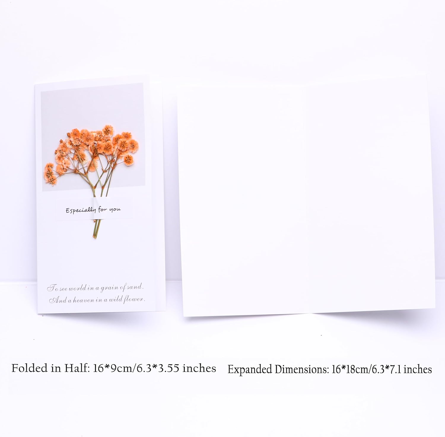 Orange Babys Breath Dried Flowers with Blessing Card 5 Pcs Set