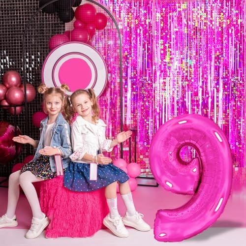 4-Pack Hot Pink Foil Fringe Backdrop