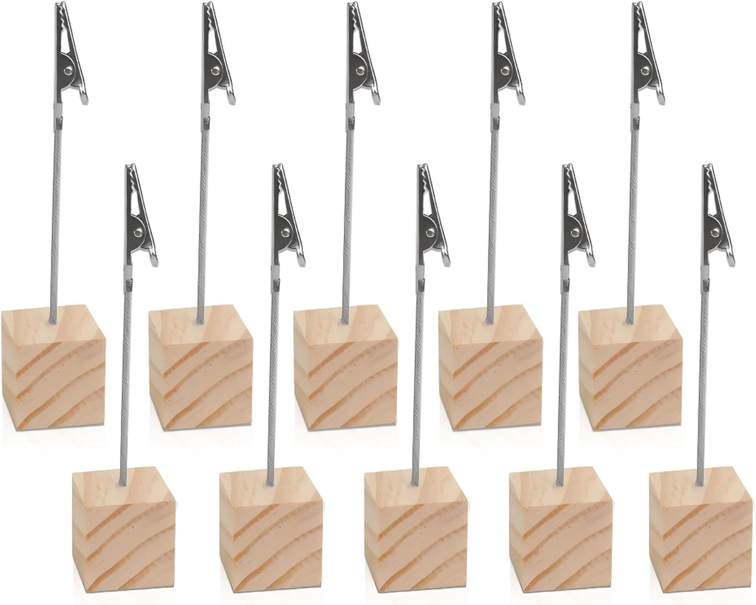 10 Pcs Wooden Memo Clip Holder with Alligator Clip