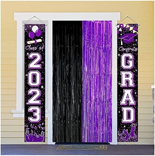 Black Purple Foil Backdrops for Parties 3 Pack