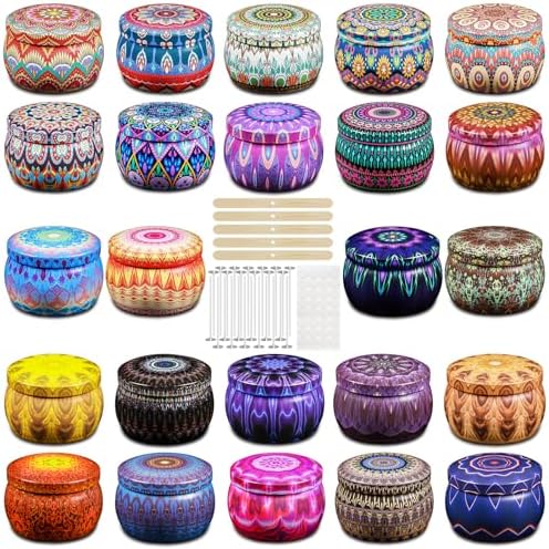 Domivirgo 24 Empty Candle Tins with Lids - Simple Candle Making Kit