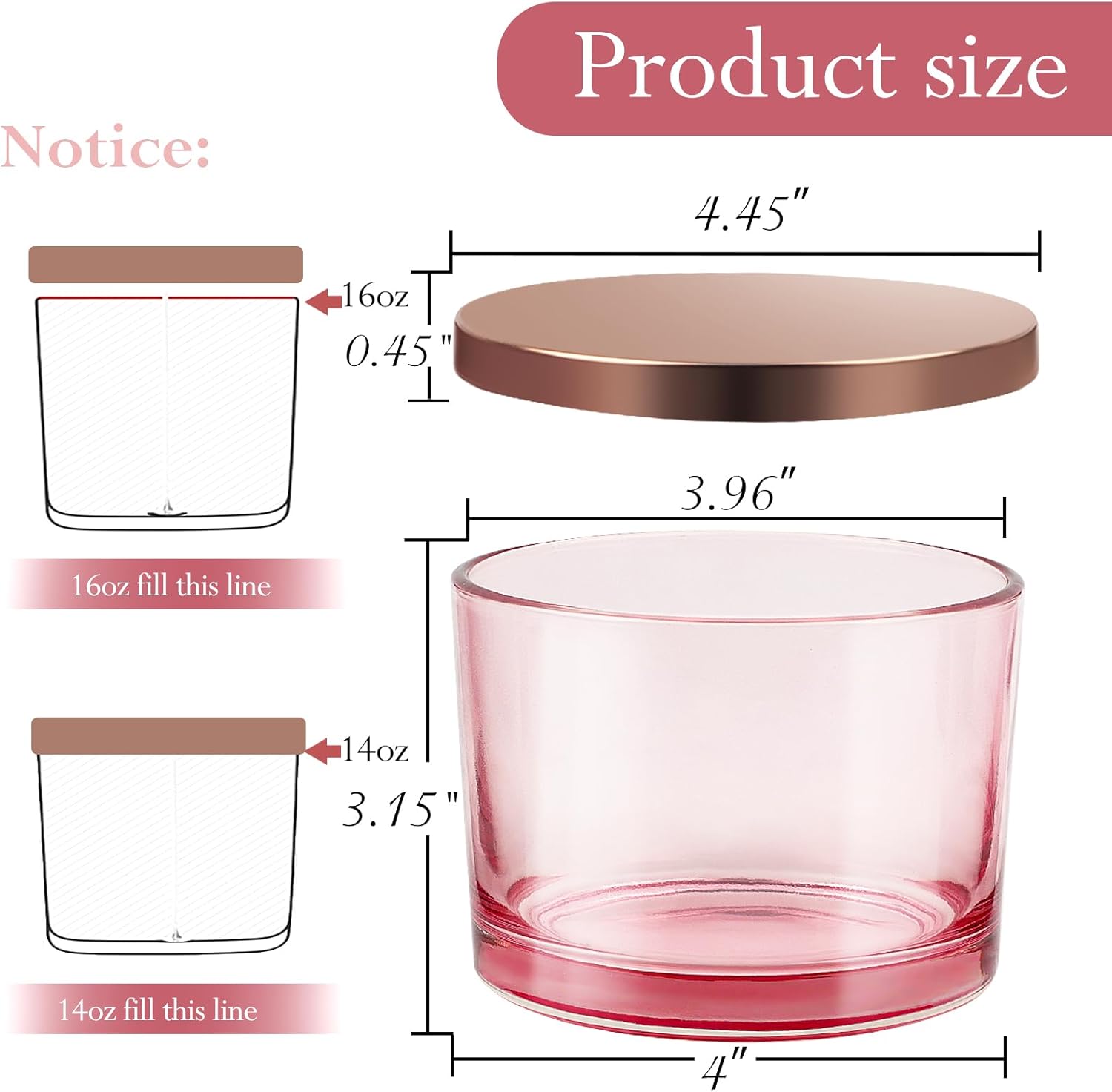 CONNOO 6 Pack 16 oz Candle Jars with 3 Wicks and Metal Lids