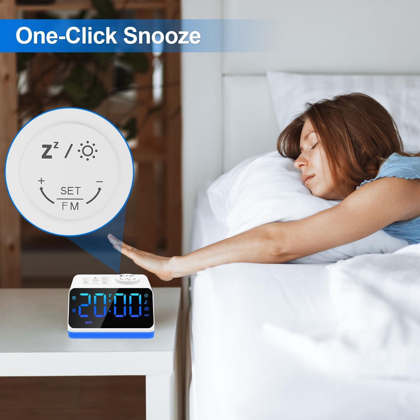 JALL Digital Alarm Clock with FM Radio and Night Light