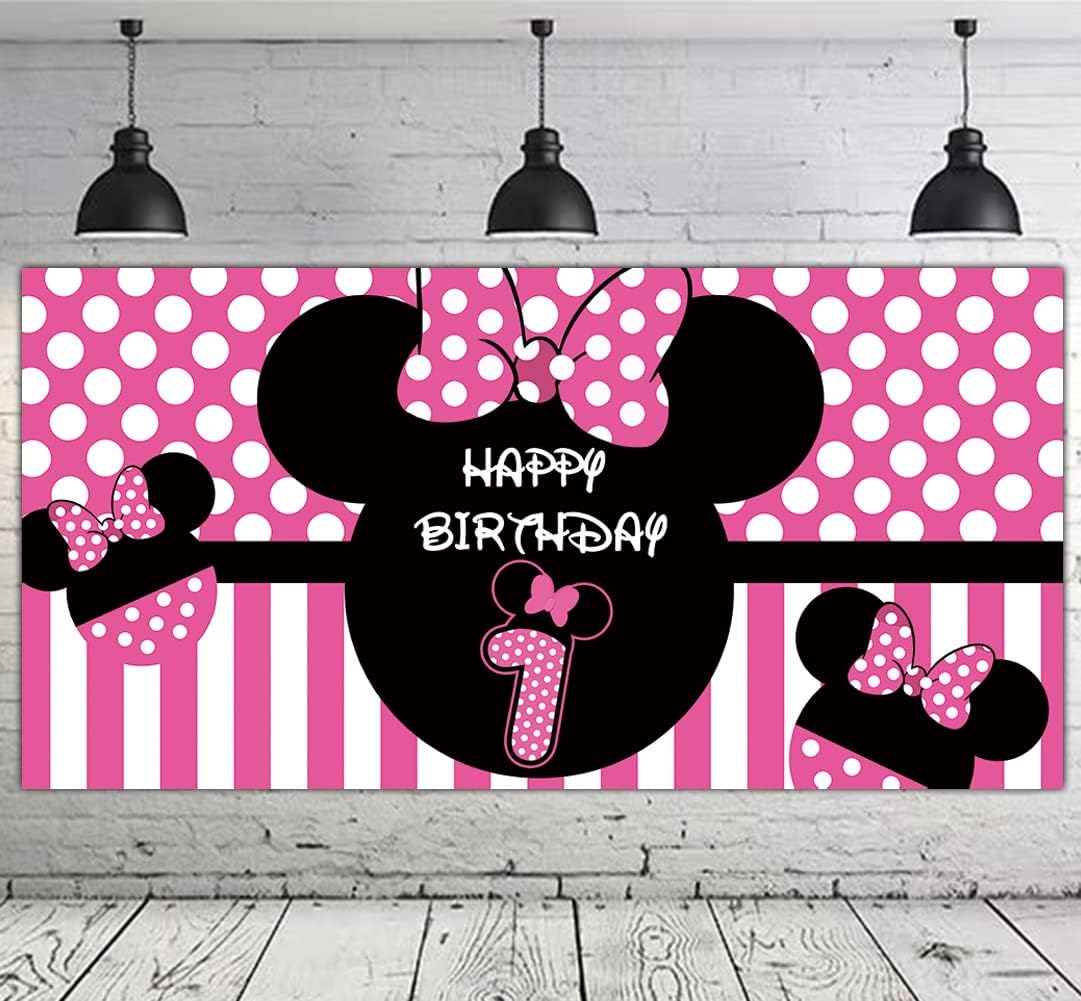 Minnie Mouse 1st Birthday Backdrop Banner