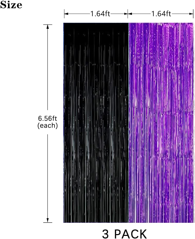 Black Purple Foil Backdrops for Parties 3 Pack