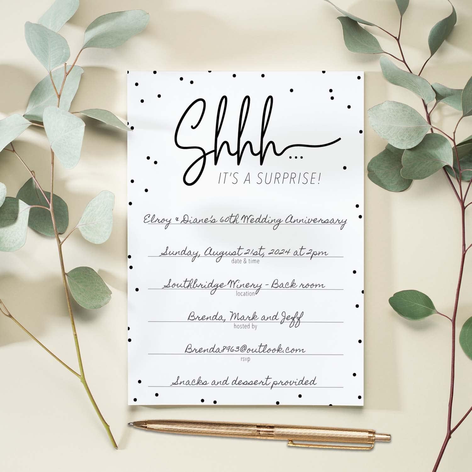 Canopy Street Surprise Party Fill In Invites 5x7