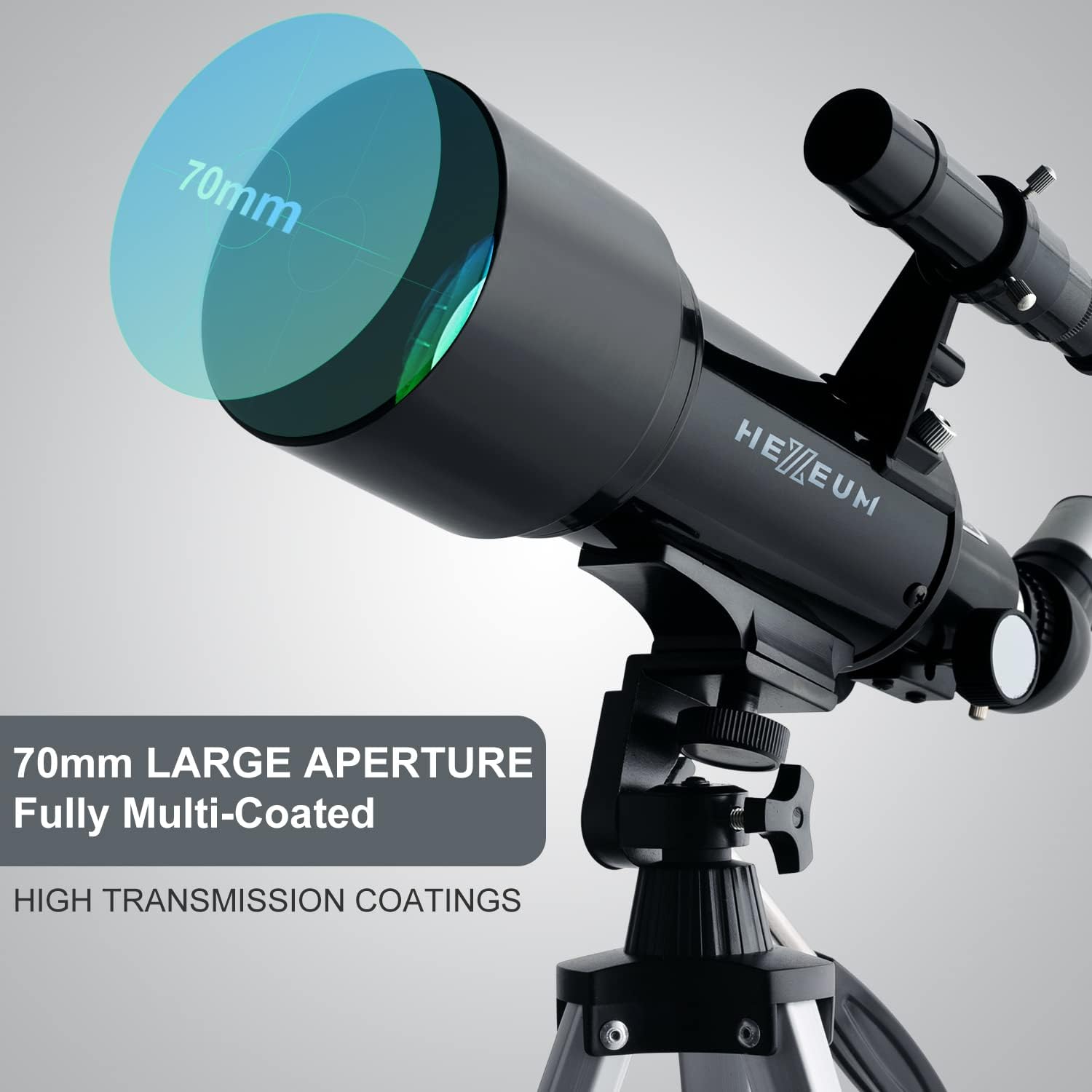 HEXEUM 70mm Aperture Refracting Telescope with AZ Mount and Wireless Remote