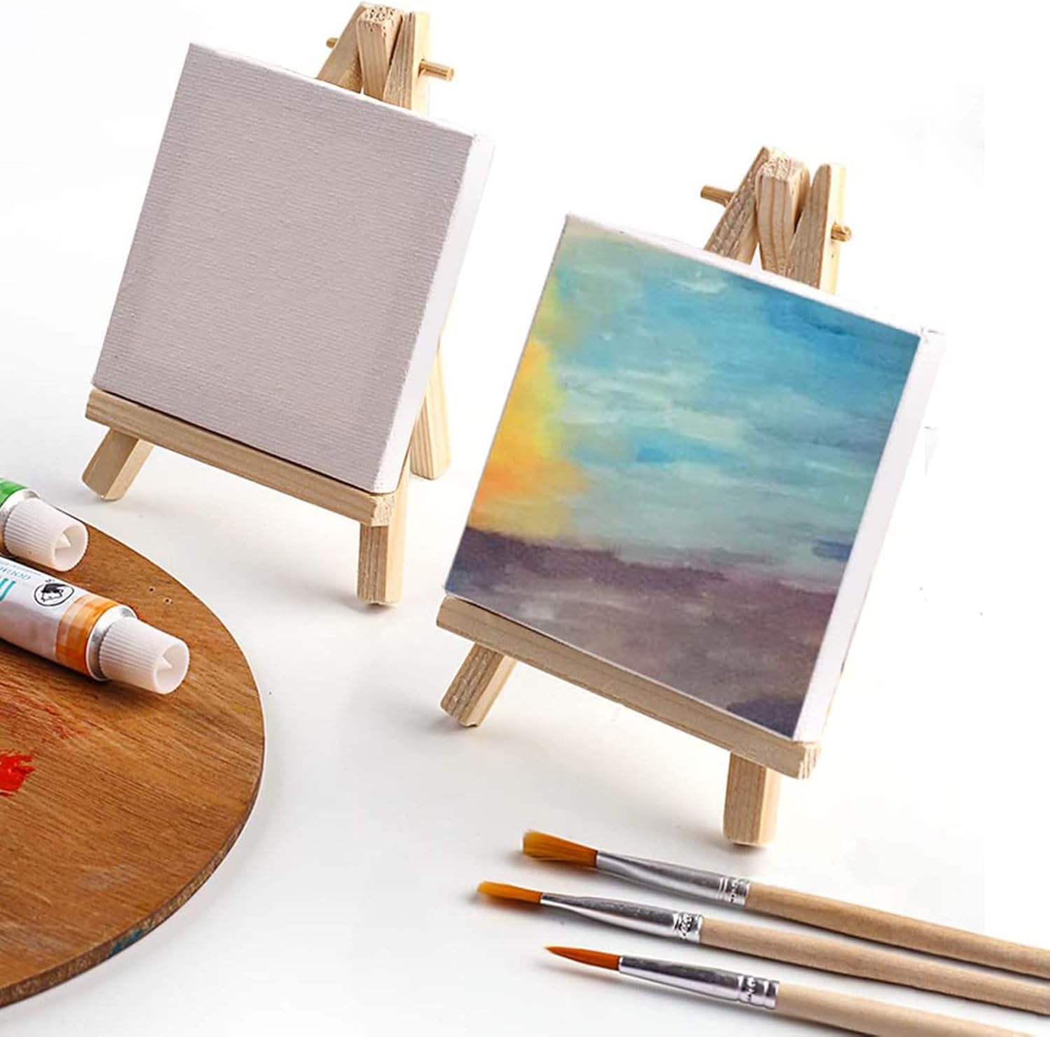 Tosnail 24-Pack Mini Canvas and Easel Set