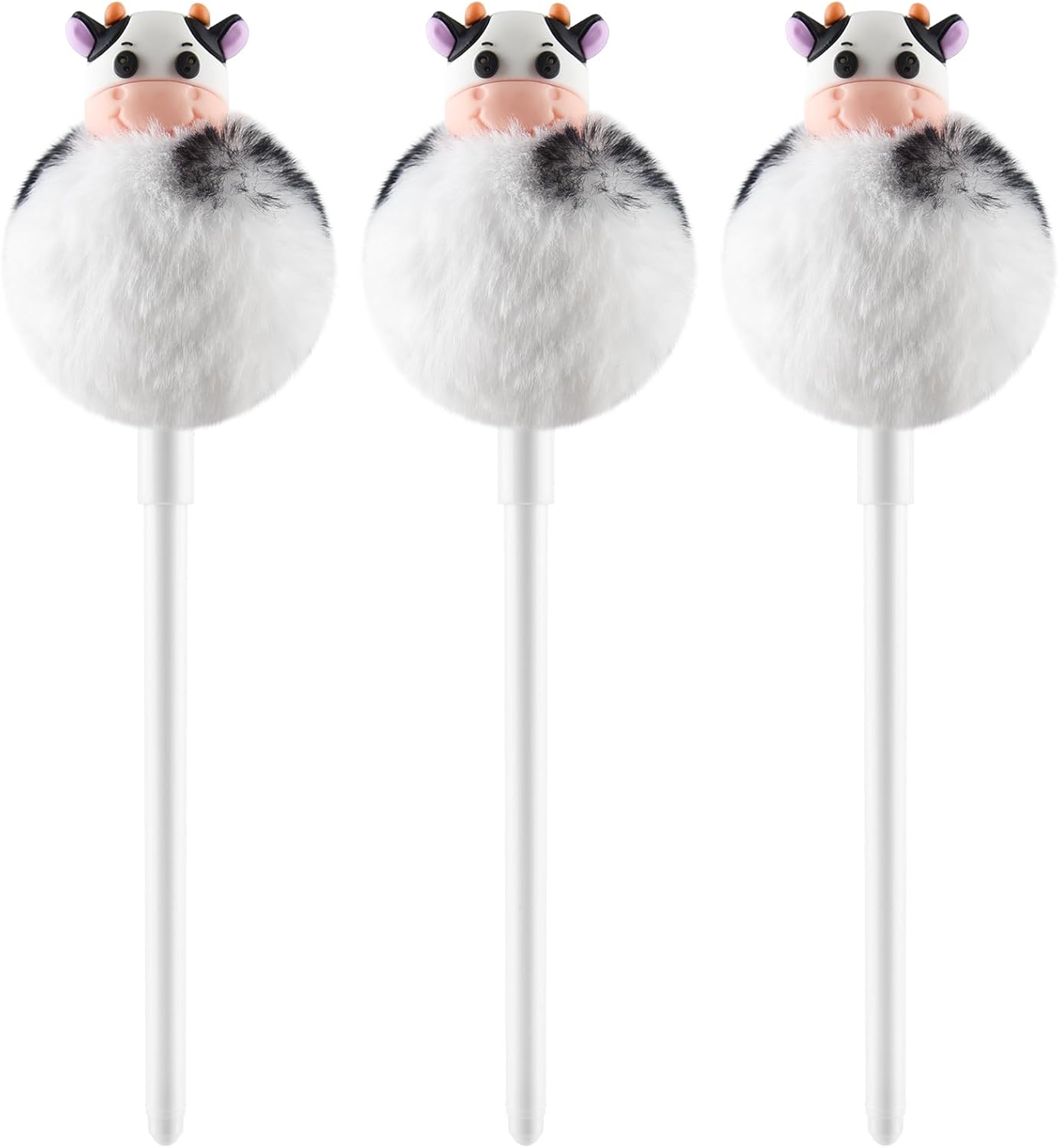 3 Pieces Fuzzy Cow Pens with Fluffy Ballpoint Tips