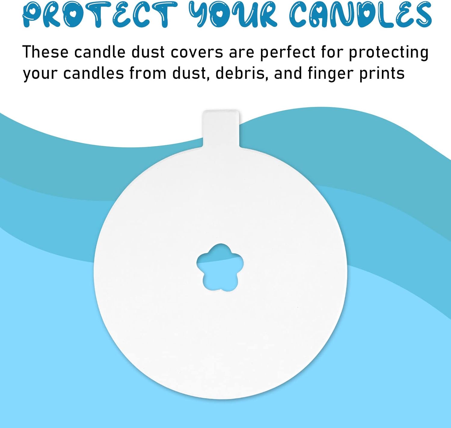 Chinco 100 Piece Paper Candle Lids with Flower Holes 275 Inch White