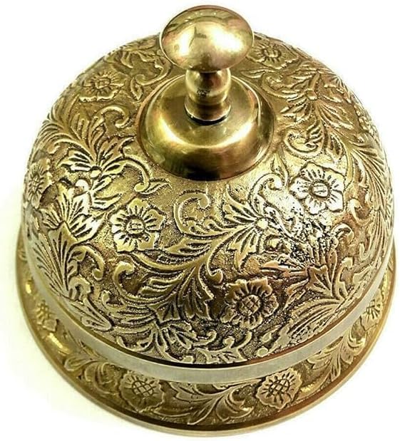 Floral Design Brass Call Bell for Desk Decor