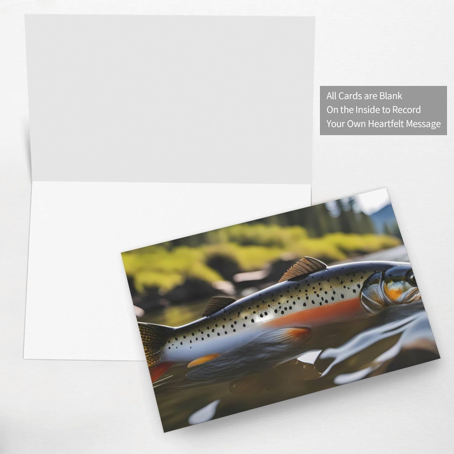 Gray Pearlescent Holiday Cards 4x6 Inch Brook Trout Fly Fishing Print