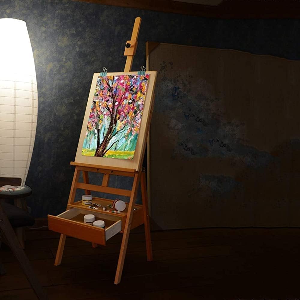 Adjustable Oil Painting Easel with Drawer and Eucalyptus Wood