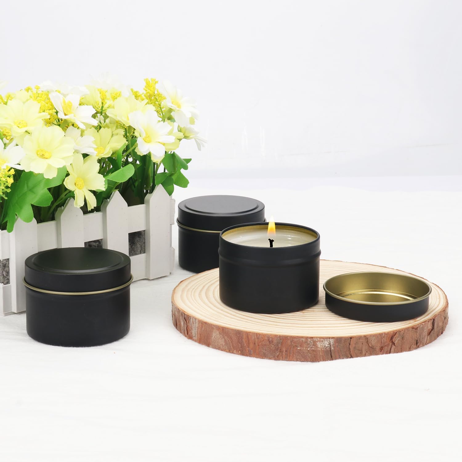 GENHAKON 48 Pack 4 oz Black Candle Tins