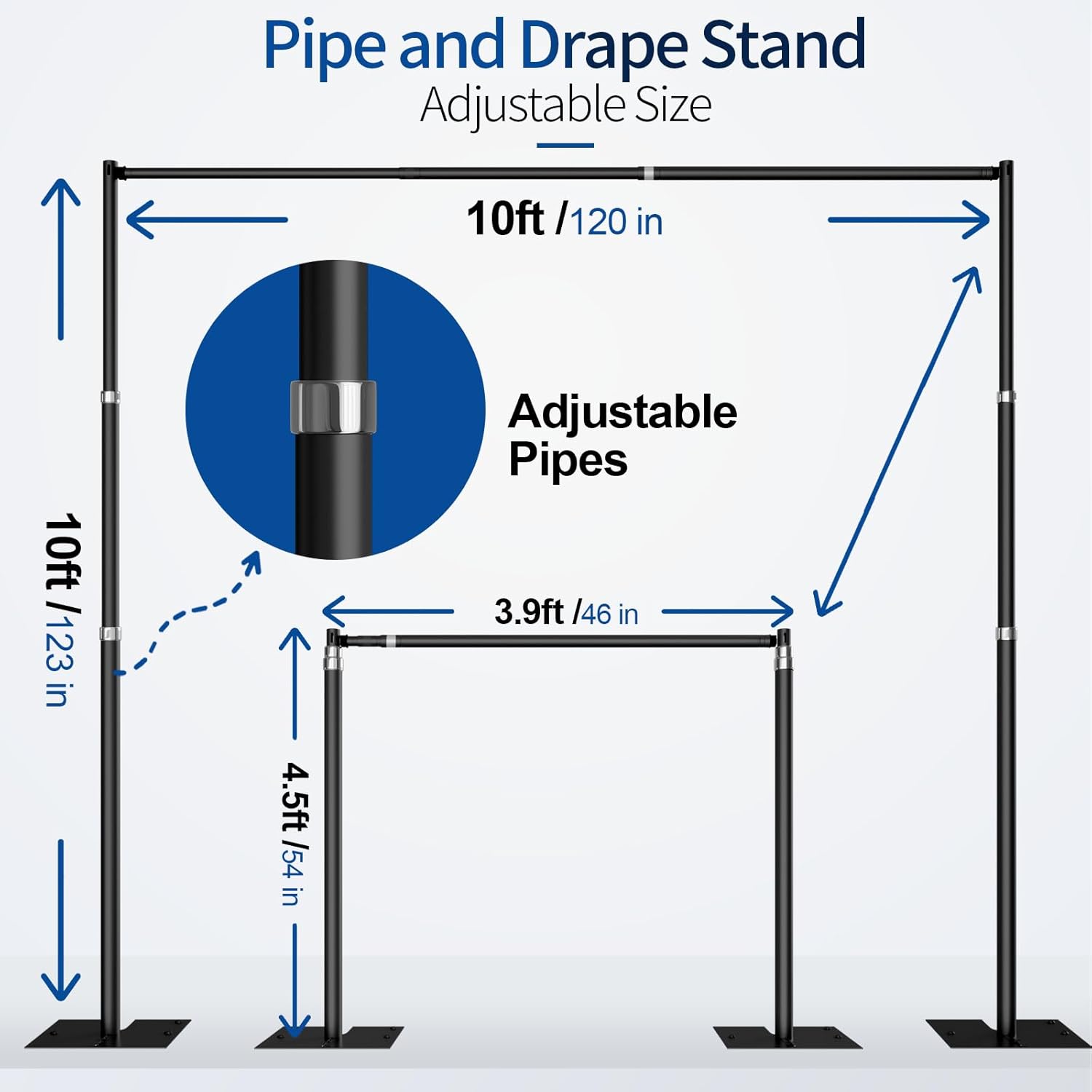 Sturdy Pipe and Drape Backdrop Stand Kit - 10x10ft Black