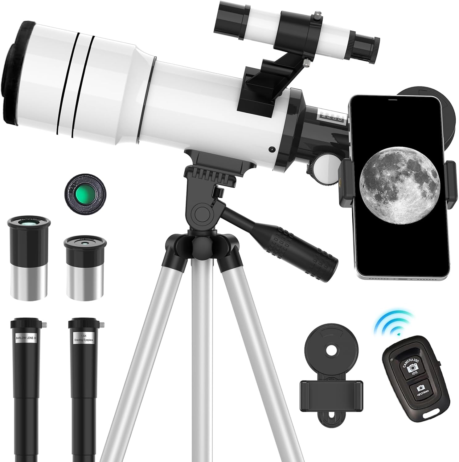 ToyerBee 70mm Refractor Telescope with Phone Adapter and Wireless Remote
