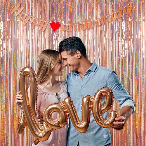 Melsan Foil Fringe Backdrop 2 Pack Rose Gold