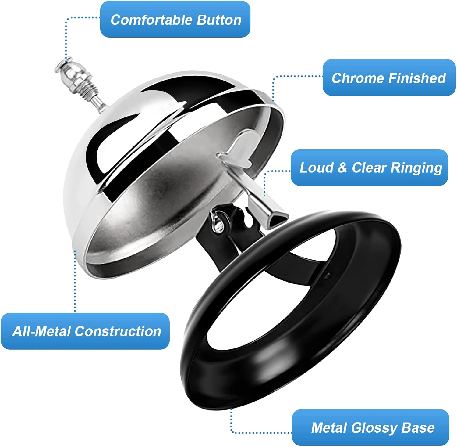 Yexiya 6 Pack 335 Inch Call Bell with Metal Construction