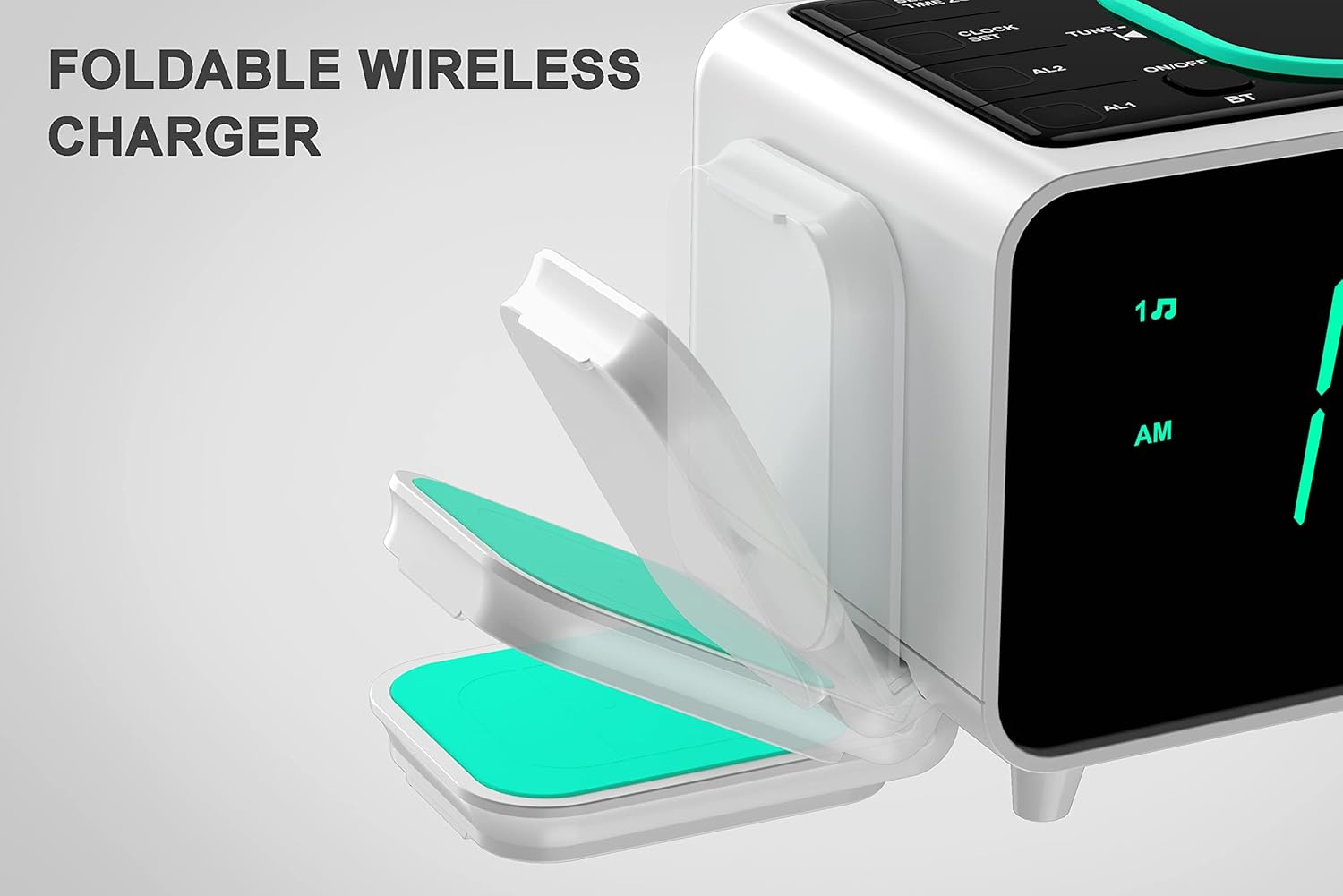 Emerson Smartset Dual Alarm Clock with Wireless Charging and Bluetooth Speaker