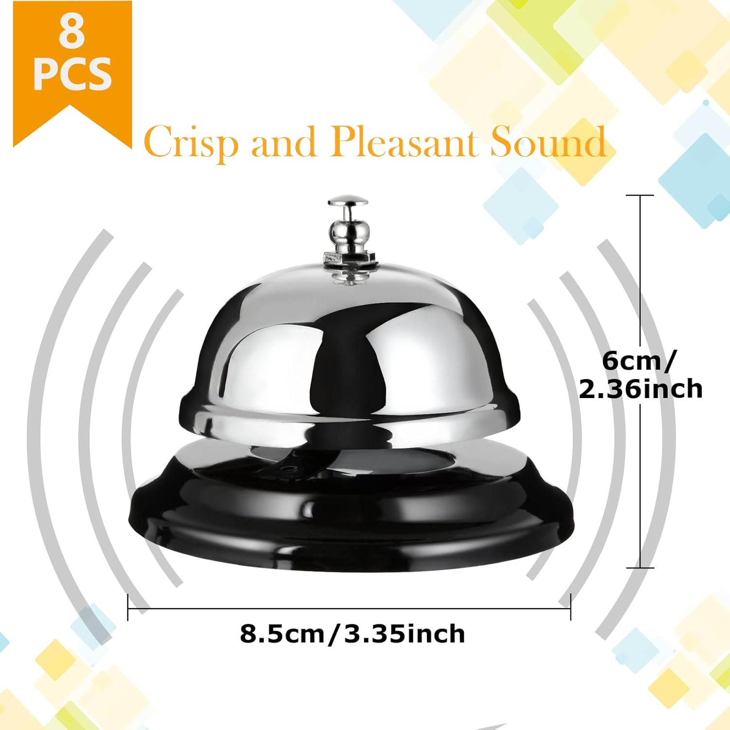 8PCS Metal Call Bell - Silver - 35 Inch Diameter