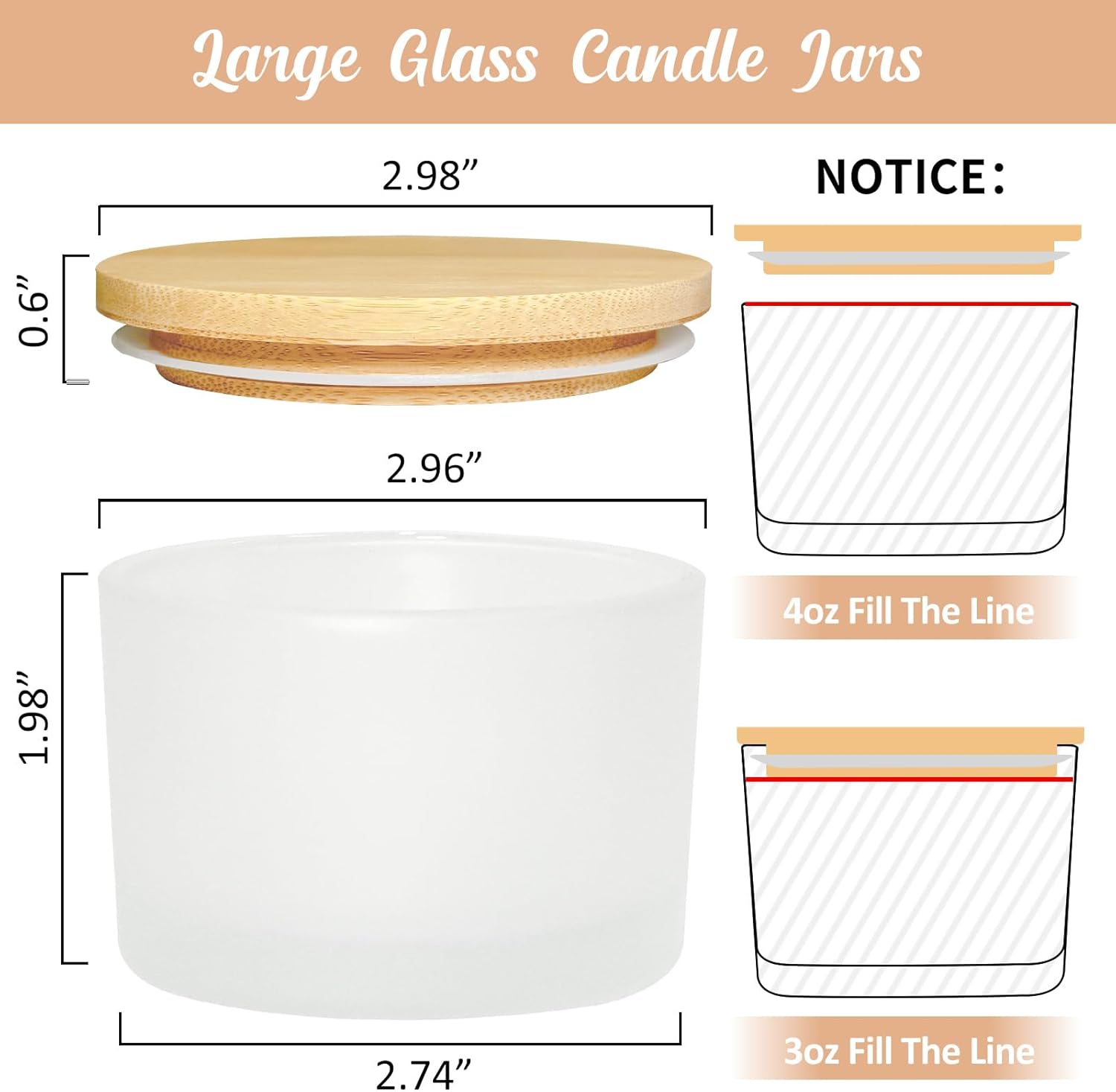 4oz Candle Jars with Bamboo Lids and Wick Kit 15 Pack