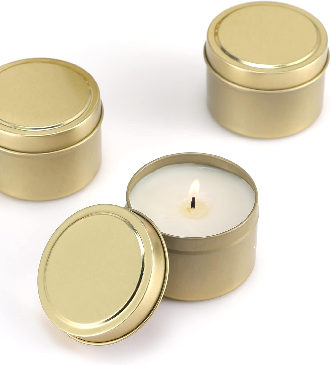 SONVIIBOX 24 Pcs Gold Candle Tins 4oz DIY Kit