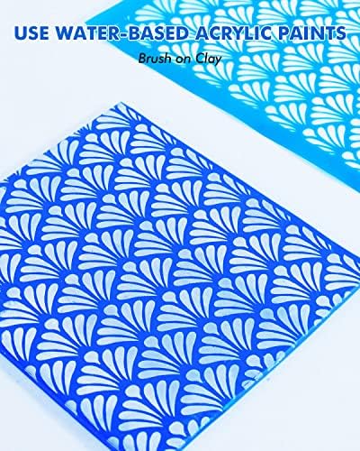 Keoker Reusable Polymer Clay Silkscreen Stencils 3PCS