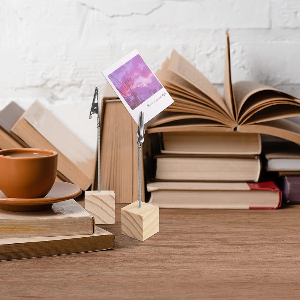 10 Pcs Wooden Memo Clip Holder with Alligator Clip