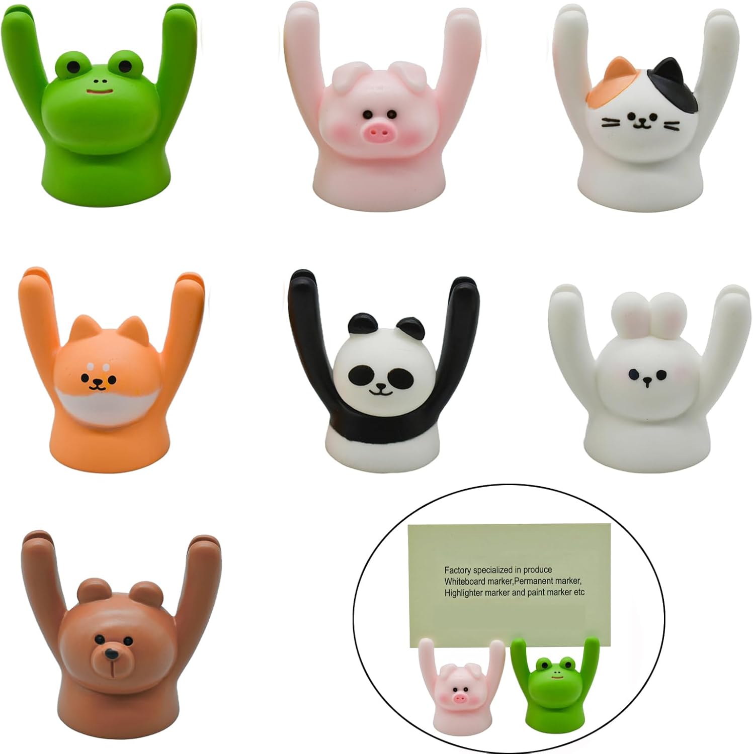 7Pcs Cute Raising Hand Animal Memo Holder Resin Clips