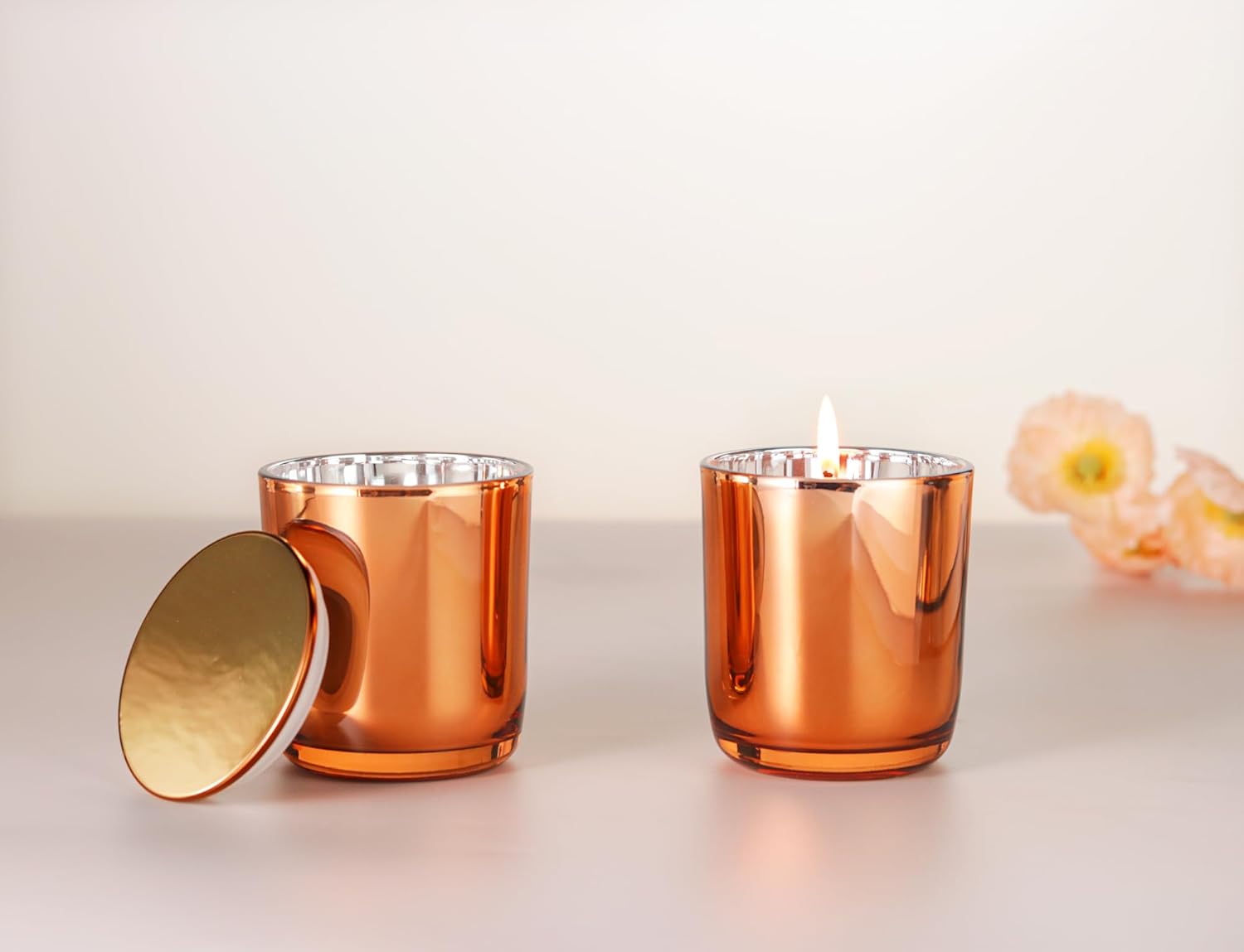 Aroparc 10oz Rose Gold Candle Jars with Metal Lids 12 Pack