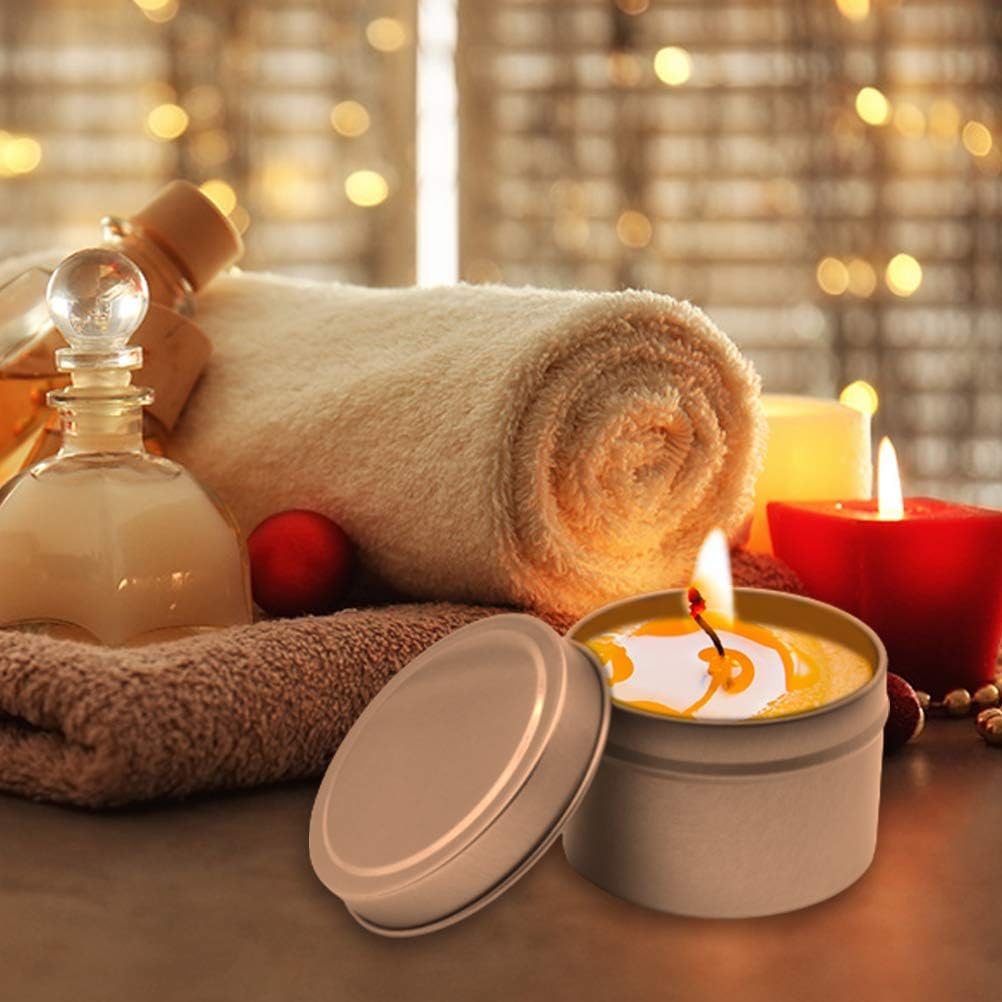 TJH 24 Piece Candle Tin Set with Lids Frosted Gold