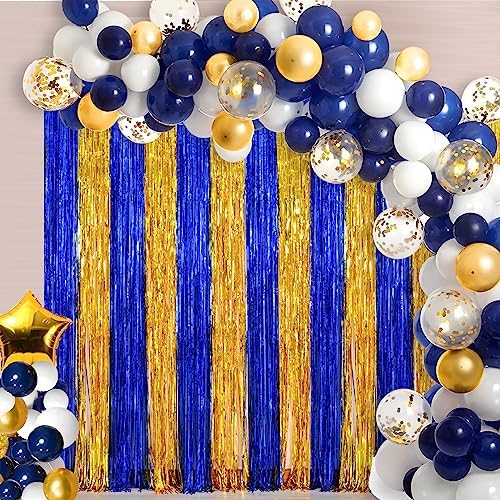 LOLStar 2 Pack Blue and Gold Foil Fringe Curtains