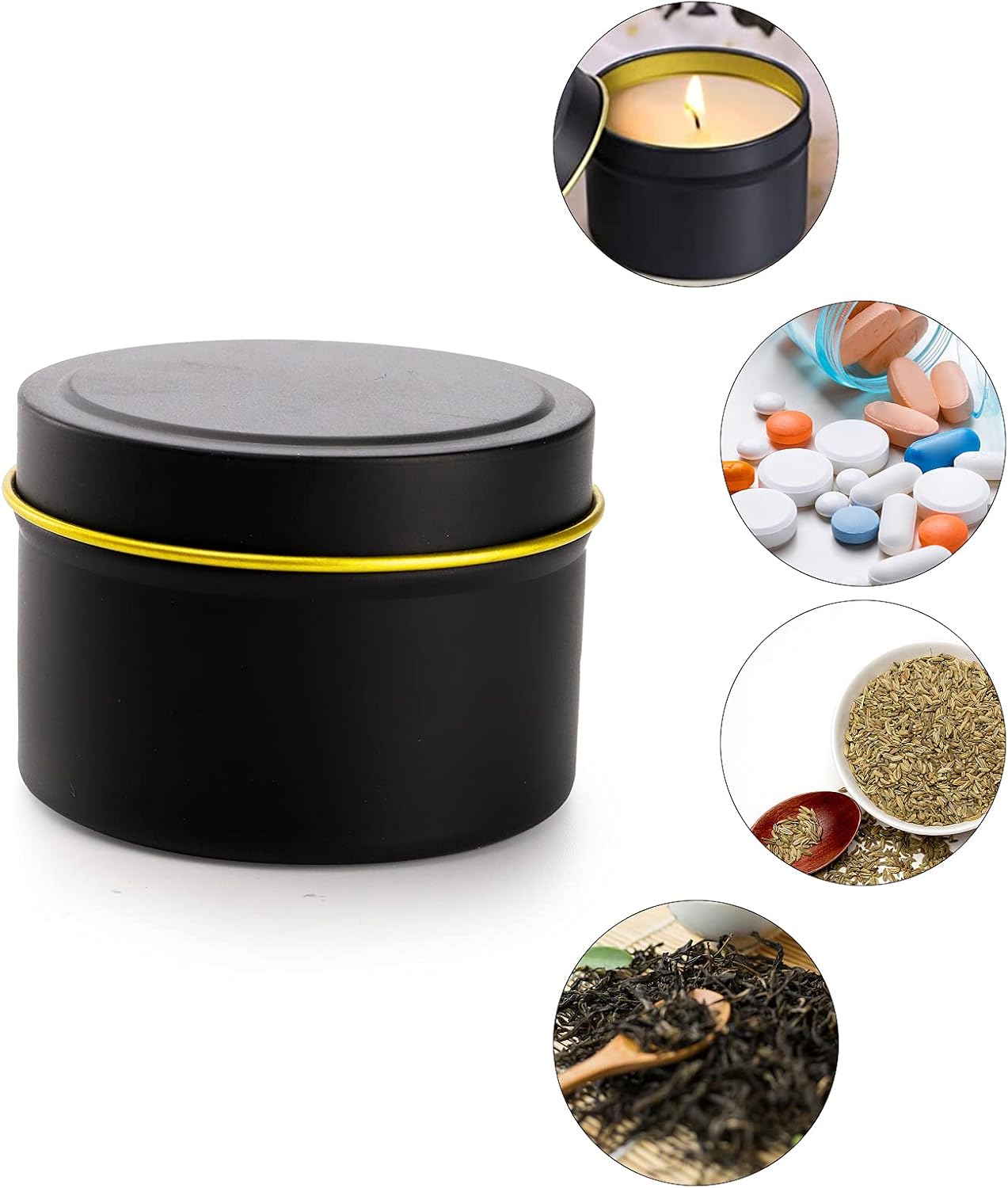 ZEAYEA 30 Pack 4oz Candle Tins with Lids Black