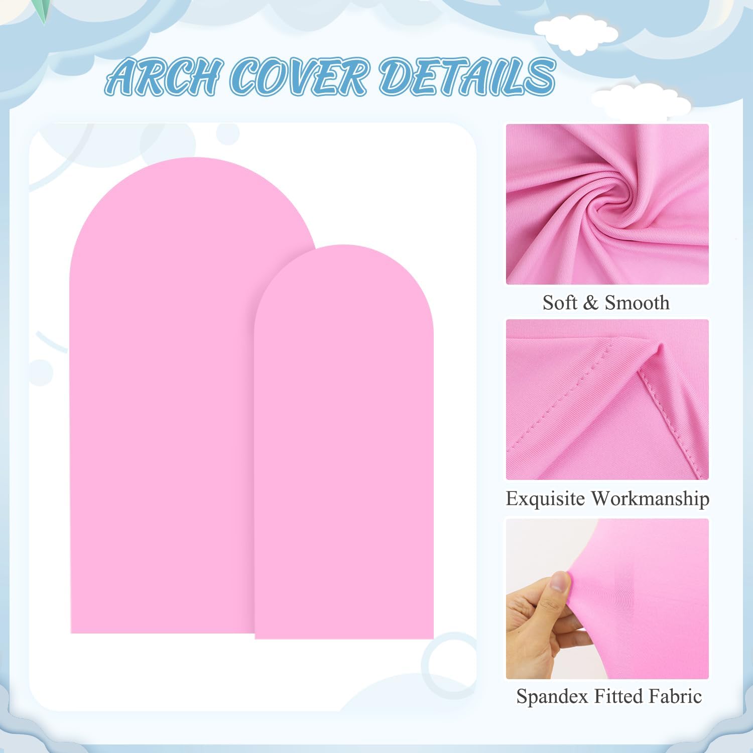 FOTSHARER Metal Arch Stand and Cover Set 72ft 6ft Pink Wedding Backdrop