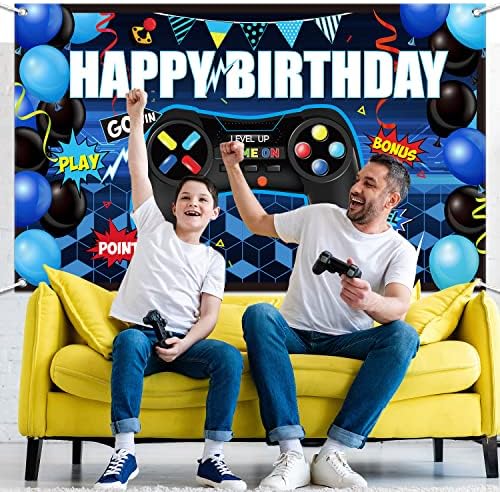 Blulu Gaming Birthday Backdrop for Party Decorations