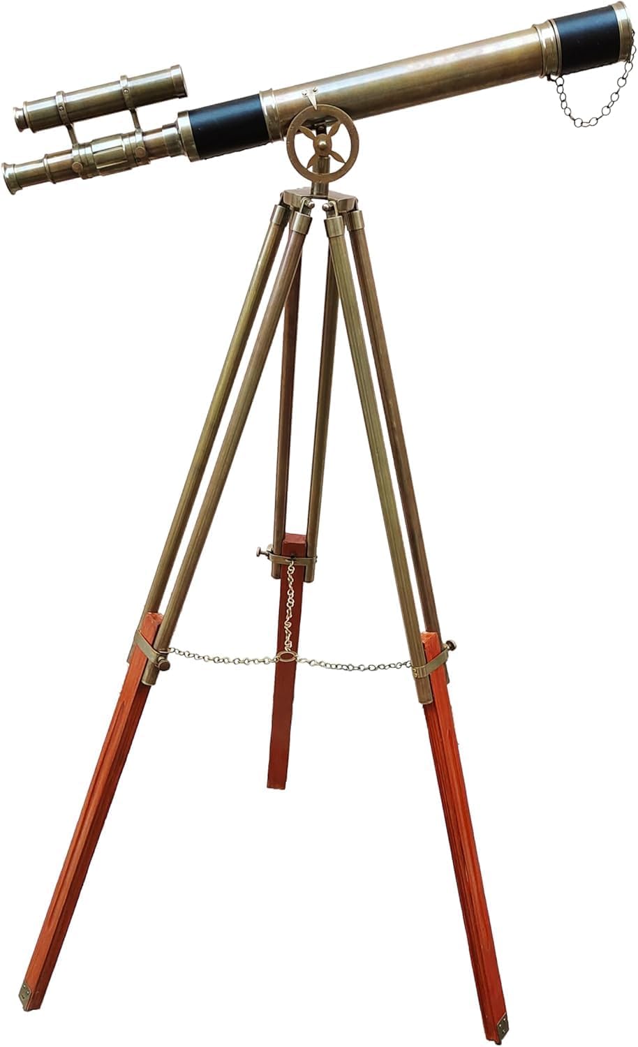 Antique Brass Telescope with Wooden Tripod Stand
