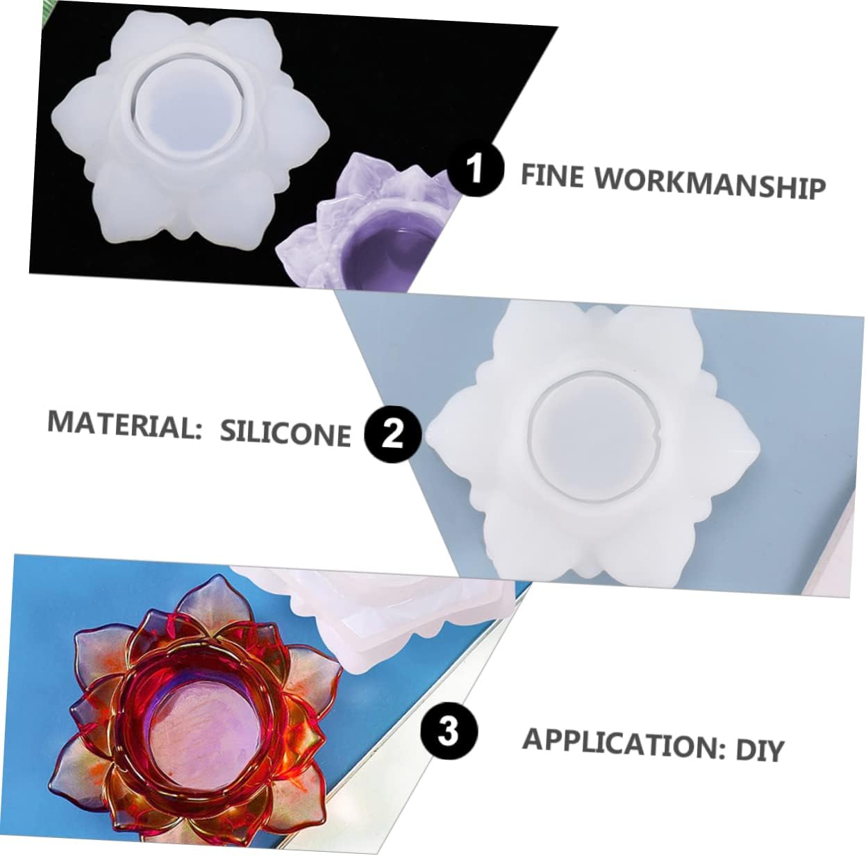 2pcs Lotus Shape Silicone Candle Making Molds for DIY Crafts