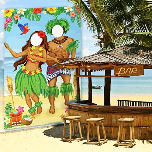 Frienda Luau Couple Photo Door Banner for Tropical Party