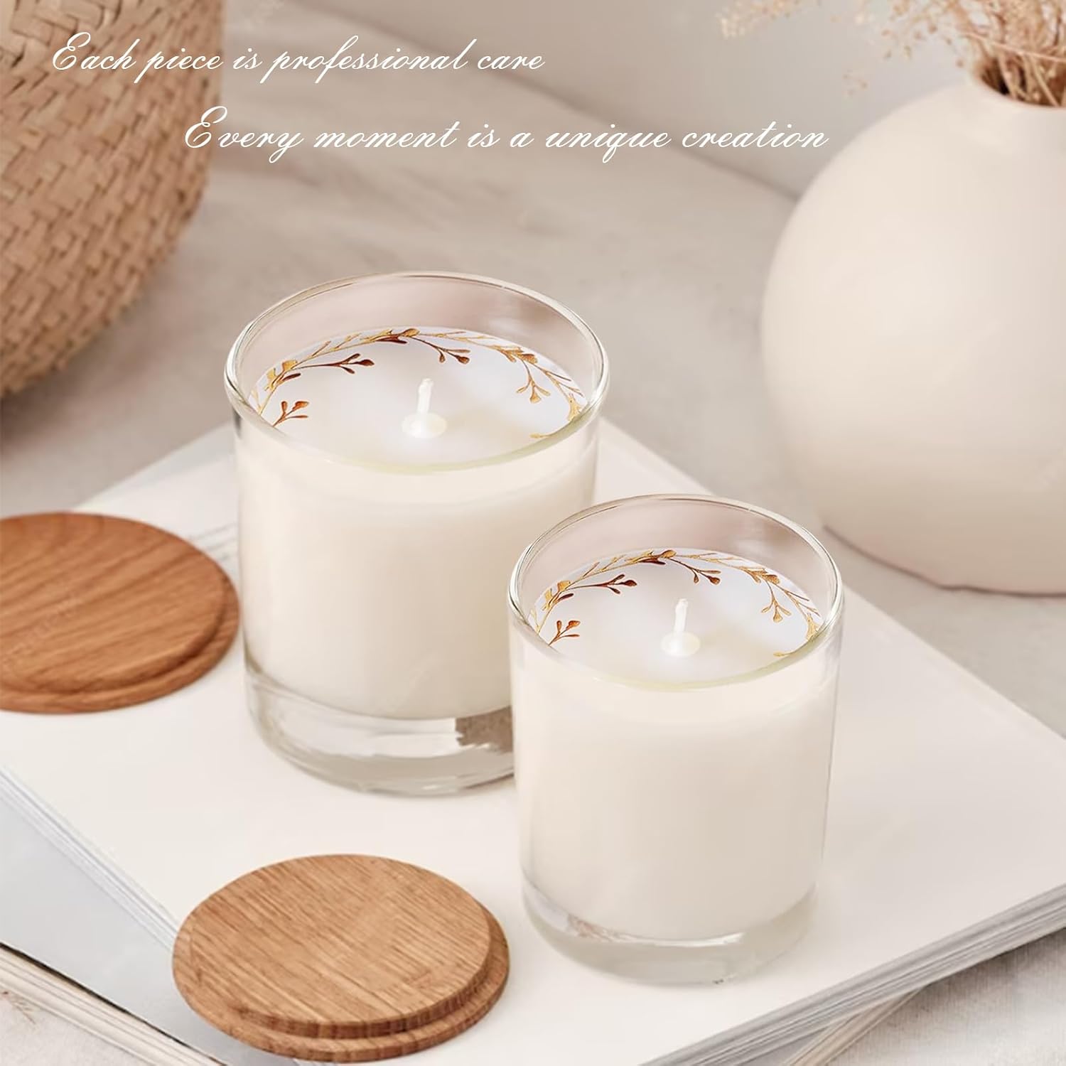 CDXHOME Candle Dust Covers 100pcs Floral Translucent Kraft