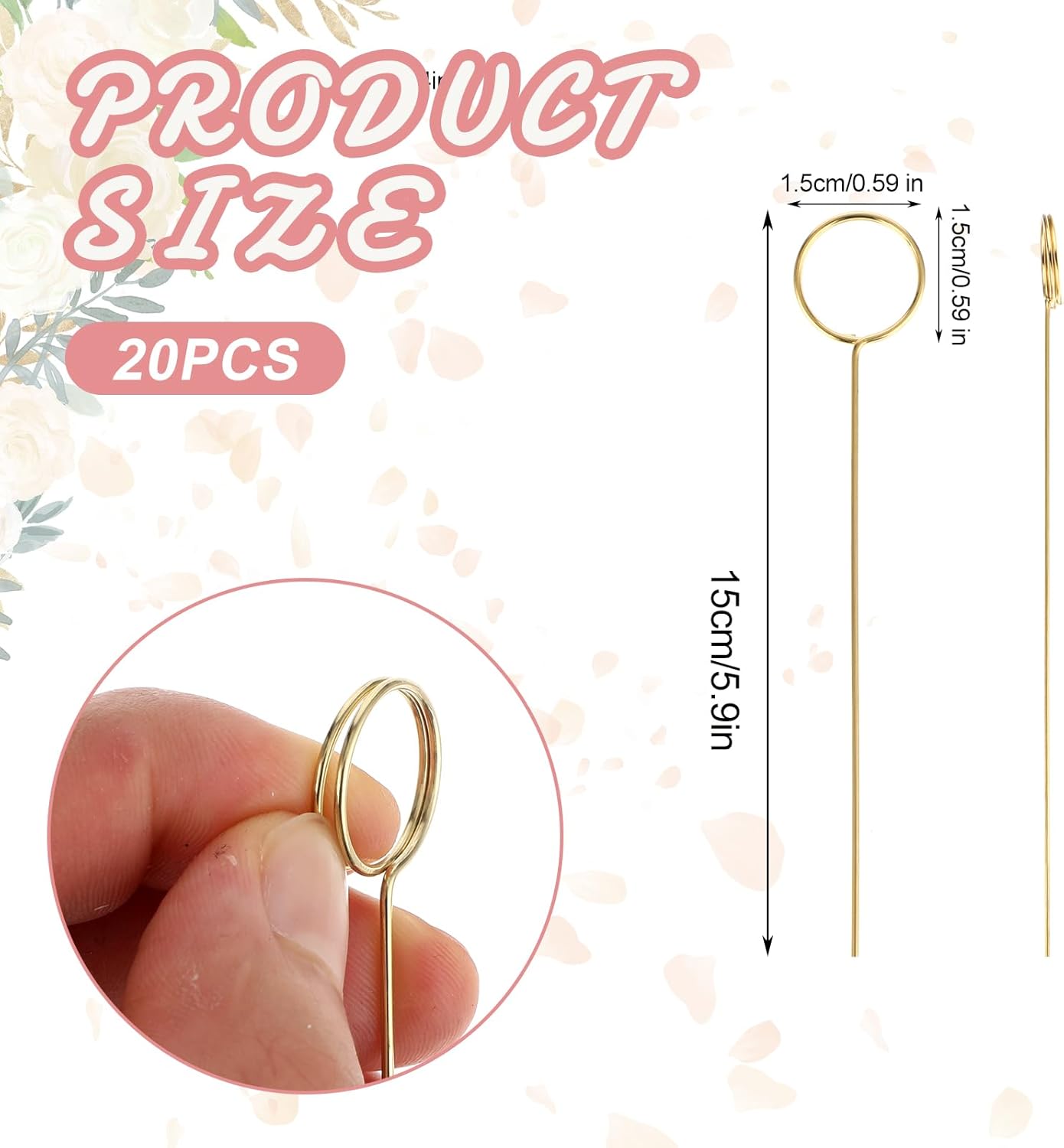 20 Pcs Round Metal Picture Holders for Tables and Centerpieces