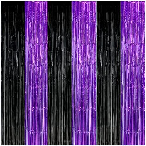 Black Purple Foil Backdrops for Parties 3 Pack