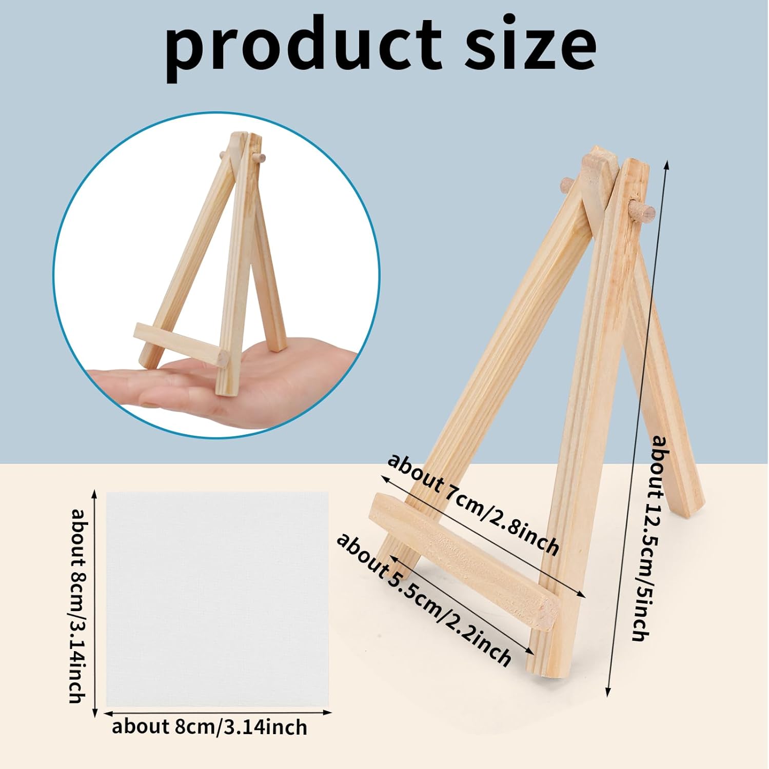 3 Inch Mini Canvas 5 Inch Mini Easel Set 6 Pieces