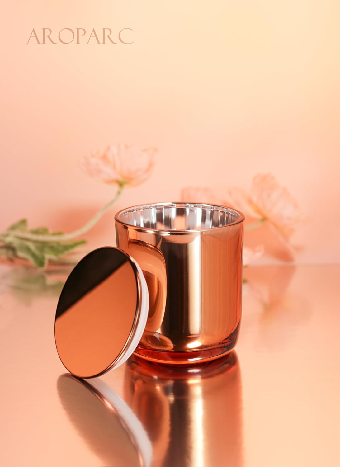 Aroparc 10oz Rose Gold Candle Jars with Metal Lids 12 Pack