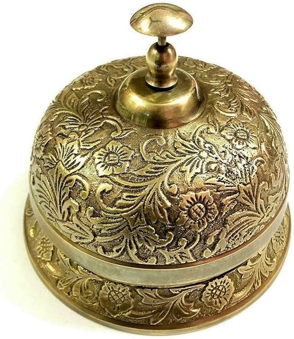 Floral Design Brass Call Bell for Desk Decor