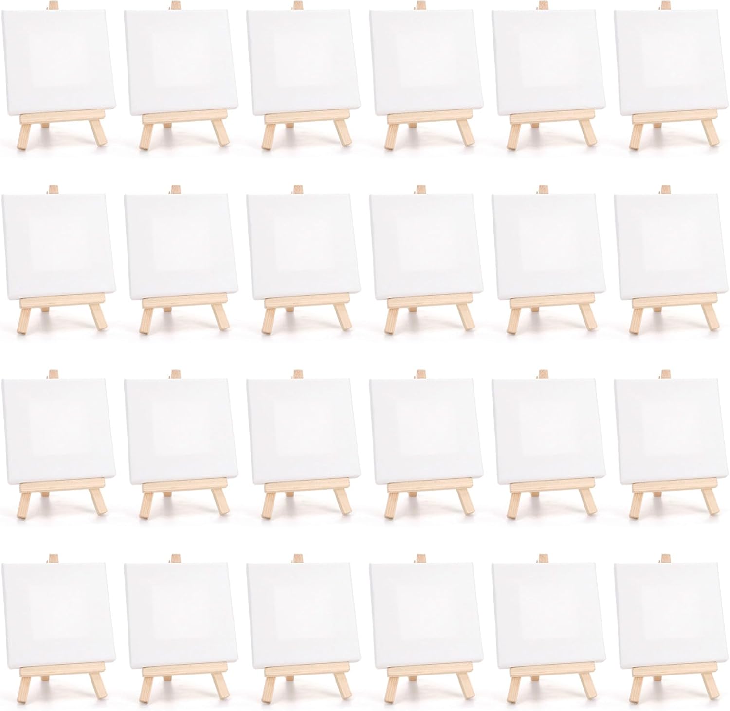 Tosnail 24 Pack 4x4 Mini Canvas and Easel Set